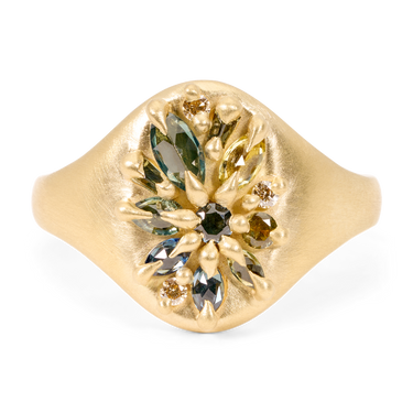 Green Lotus Signet Ring - Made to Order